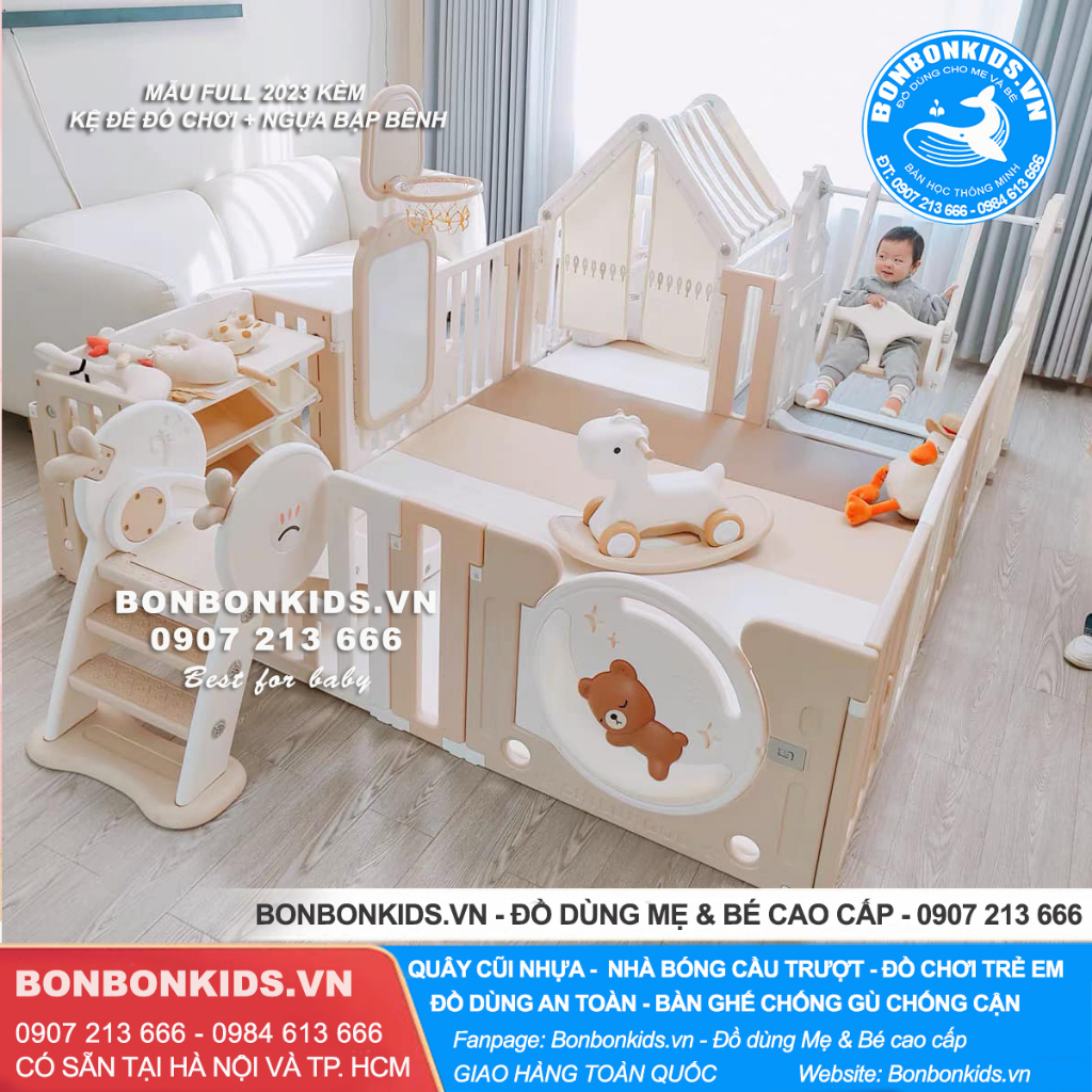 Freeship- Bộ quây cũi nhựa Gấu mặt trăng Newber FULL VIP 2024  + Quây Full cho bé