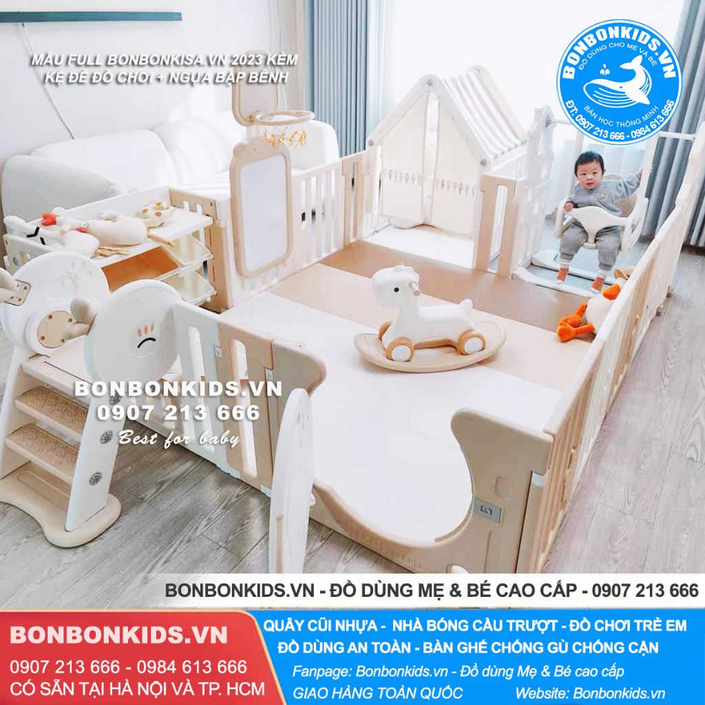 Freeship- Bộ quây cũi nhựa Gấu mặt trăng Newber FULL VIP 2024  + Quây Full cho bé