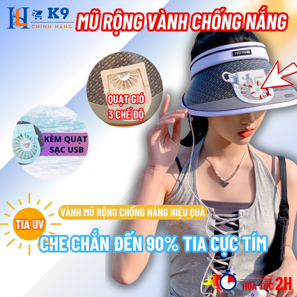 [Quà Tặng Móc Dán Tường] Mũ Chống Nắng Kèm Quạt Sạc Usb, Có Quạt Điều Hòa Làm Mát Phù Hợp Đi Du Lịch, Đi Biển