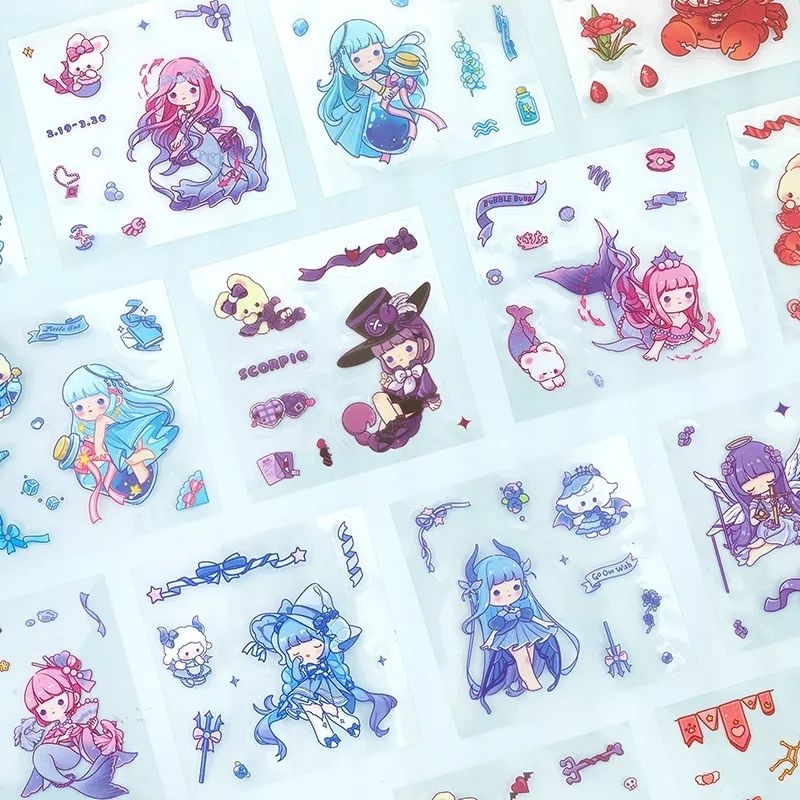 12 tấm sticker bé gái chibi cung hoàng đạo