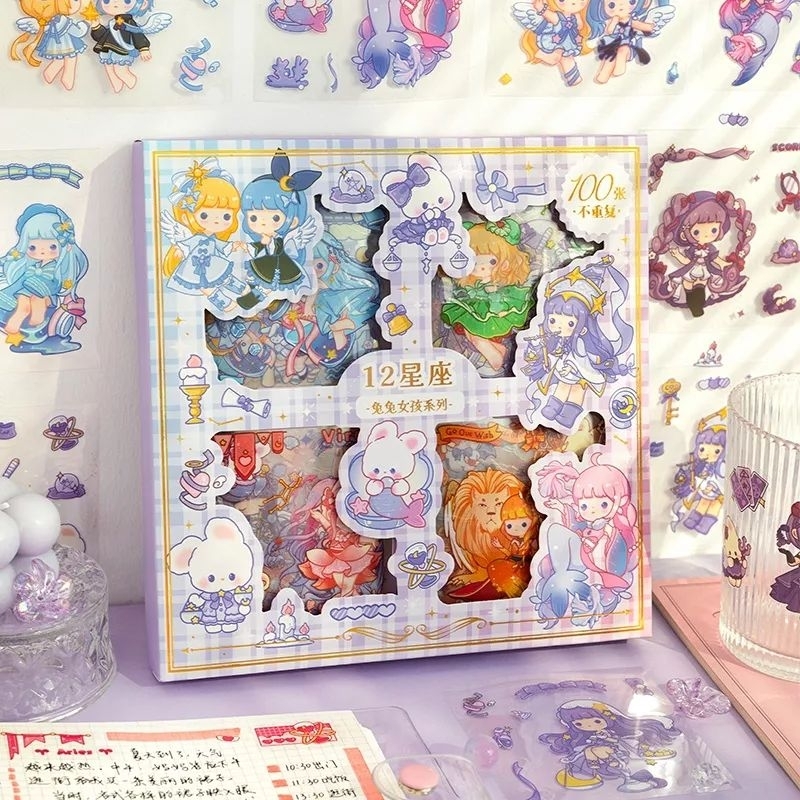 12 tấm sticker bé gái chibi cung hoàng đạo