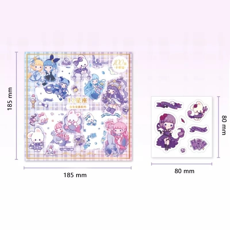 12 tấm sticker bé gái chibi cung hoàng đạo