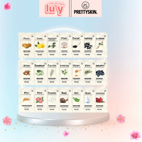 Mặt Nạ Giấy PRETTYSKIN, Cấp Ẩm, Dưỡng Trắng, Chống Lão Hóa & Se Khít Lỗ Chân Lông - Miếng 23 ml
