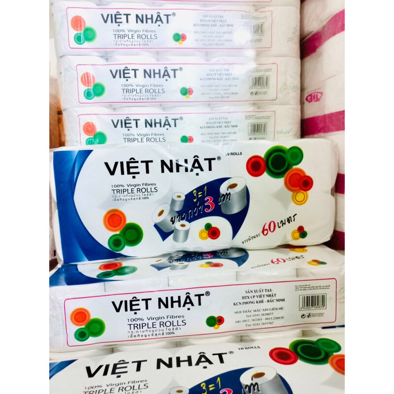 Giấy vệ sinh Việt Nhật 10 cuộn x 3 lớp không lõi