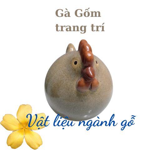 Gà Gốm, Vịt Gốm trang trí sân vườn, chậu cây, kệ sách, Phụ kiện trang trí (S.L1c, gà nhí giao màu ngẫu nhiên)