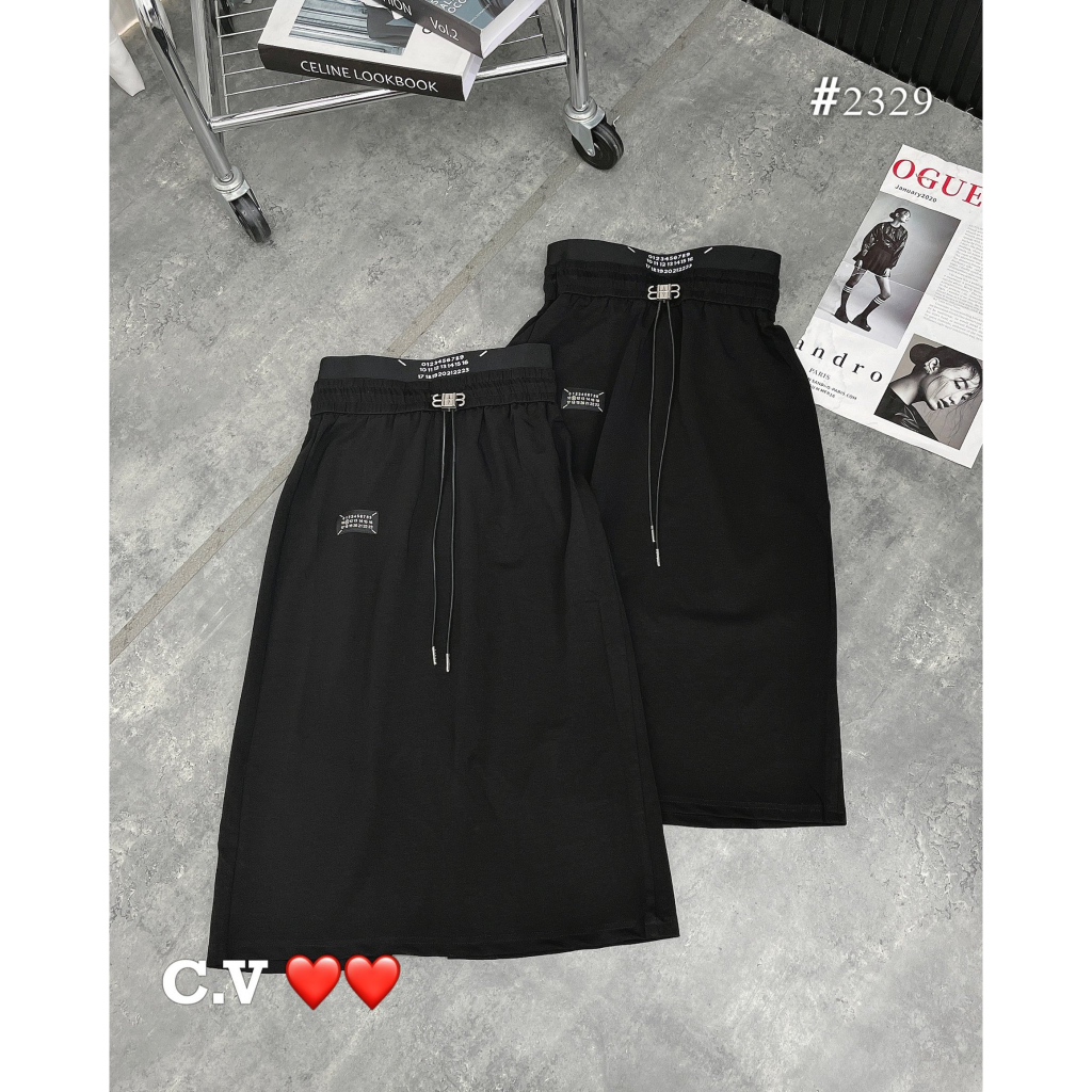 Chân váy dài cạp chun cao xẻ tà hàng QCL1