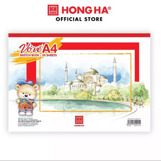 Vở vẽ hồng hà a4 20 tờ, định lượng 100gsm, giấy trắng, đế cứng - 4901