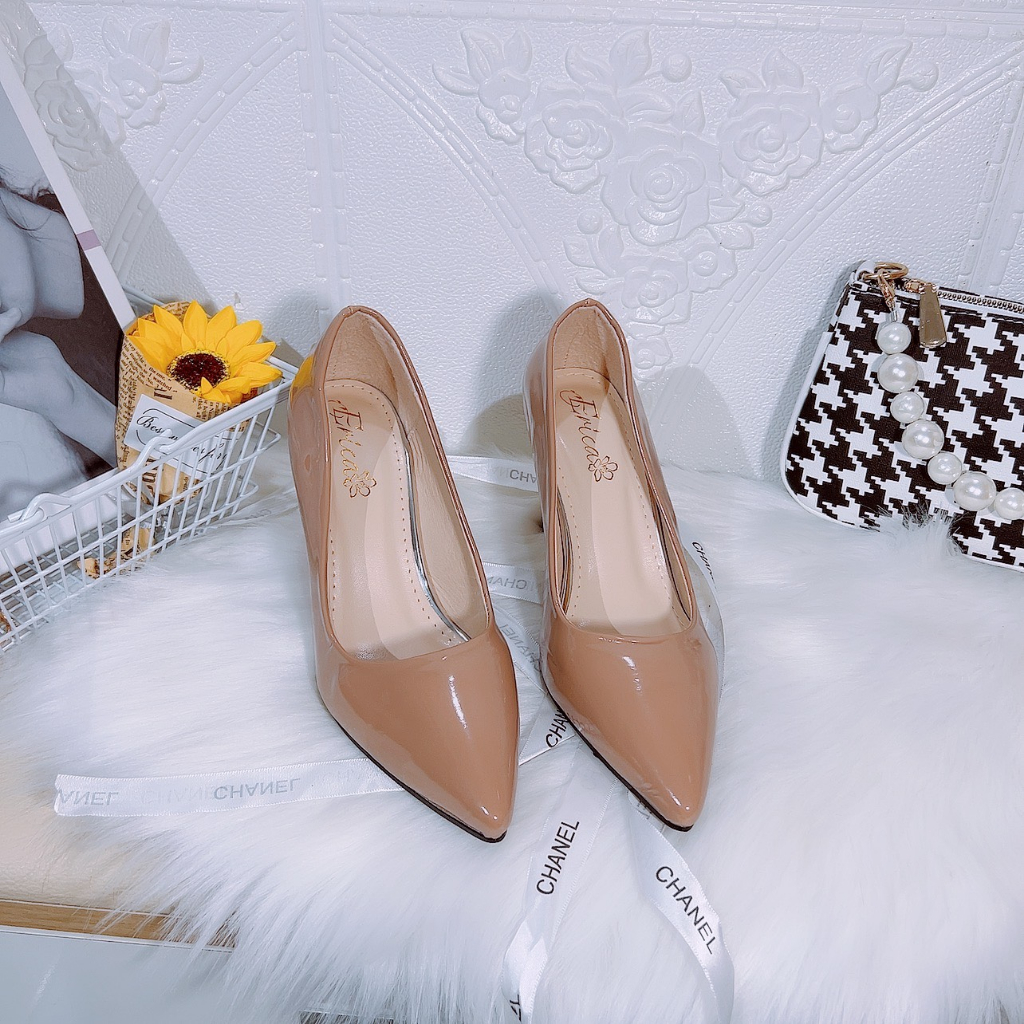 HÀNG CÓ SẴN, GIÀY CAO GÓT DA BÓNG CÔNG SỞ GÓT VUÔNG THANH CAO 9P