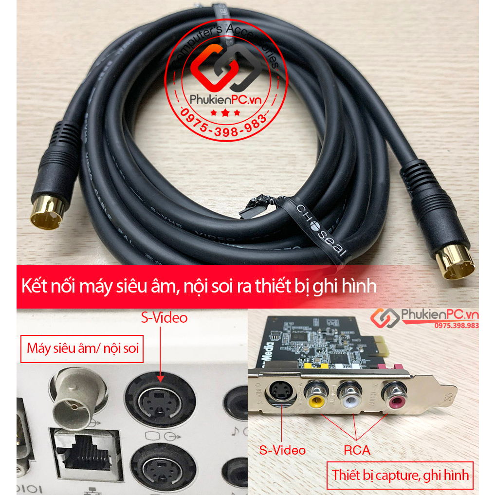 Dây cáp S-Video to S-video dài 5M  chuyên dùng truyền hình ảnh máy siêu âm, nội soi y tế