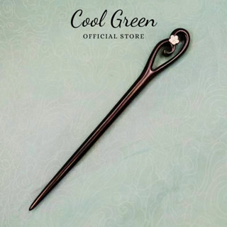 [Tặng Kèm Hộp Đựng] Trâm Cài Tóc Bằng Gỗ Đàn Hương Đen Tự Nhiên Đính Hoa Mạ Bạc Hàng Cao Cấp  Trang Nhã· Vip09