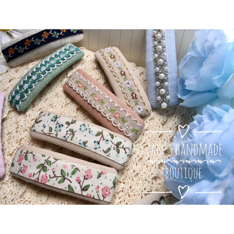 Kẹp tóc vải linen mix ruy băng July23