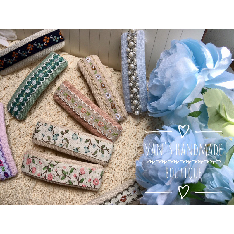 Kẹp tóc vải linen mix ruy băng July23
