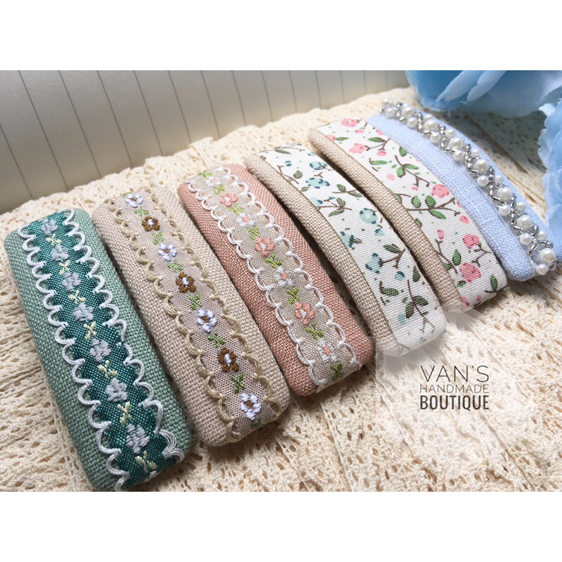 Kẹp tóc vải linen mix ruy băng July23