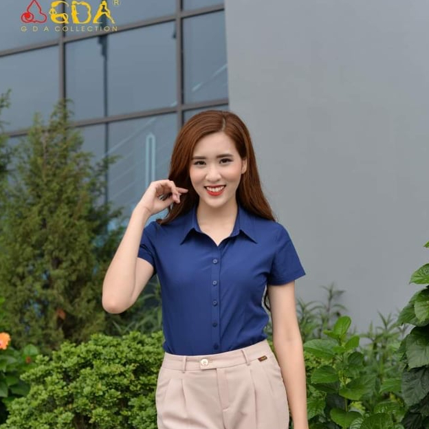 Áo sơ mi tay cộc công sở nữ cao cấp GDA COLLECTION chất lụa Hàn co dãn, thoáng mát, không bai, không xù