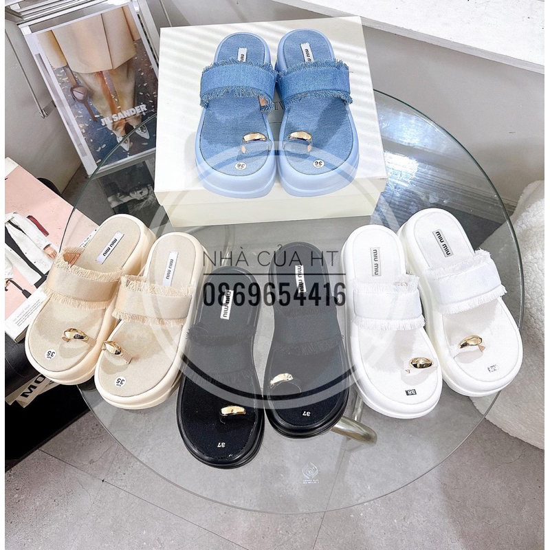 DÉP BÁNH MÌ 7 PHÂN QUAI JEAN XỎ NGÓN MẪU MỚI ĐỘC LẠ