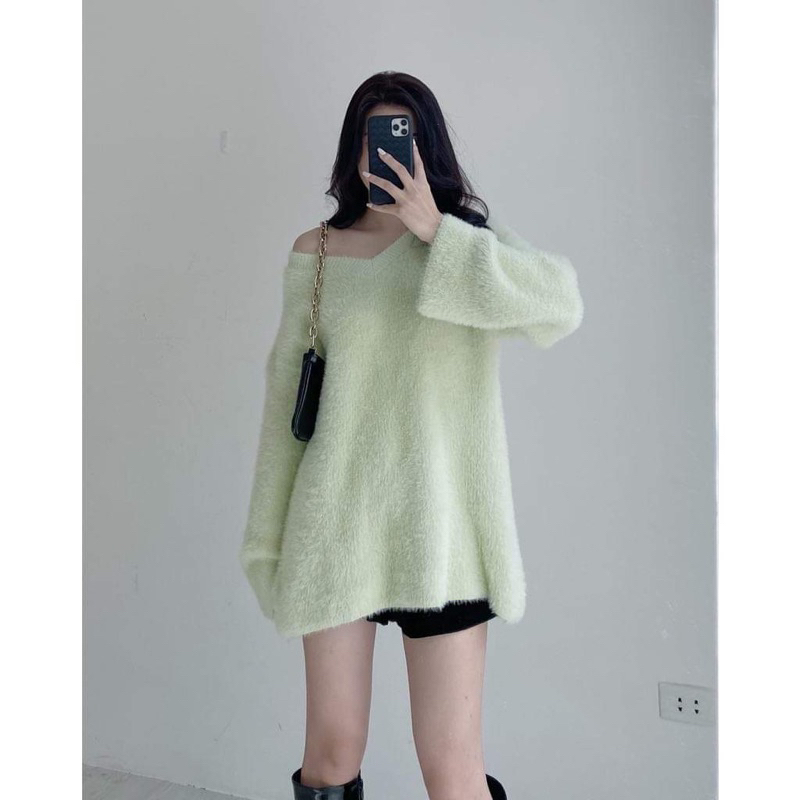 Áo len lông thỏ Xanh cốm