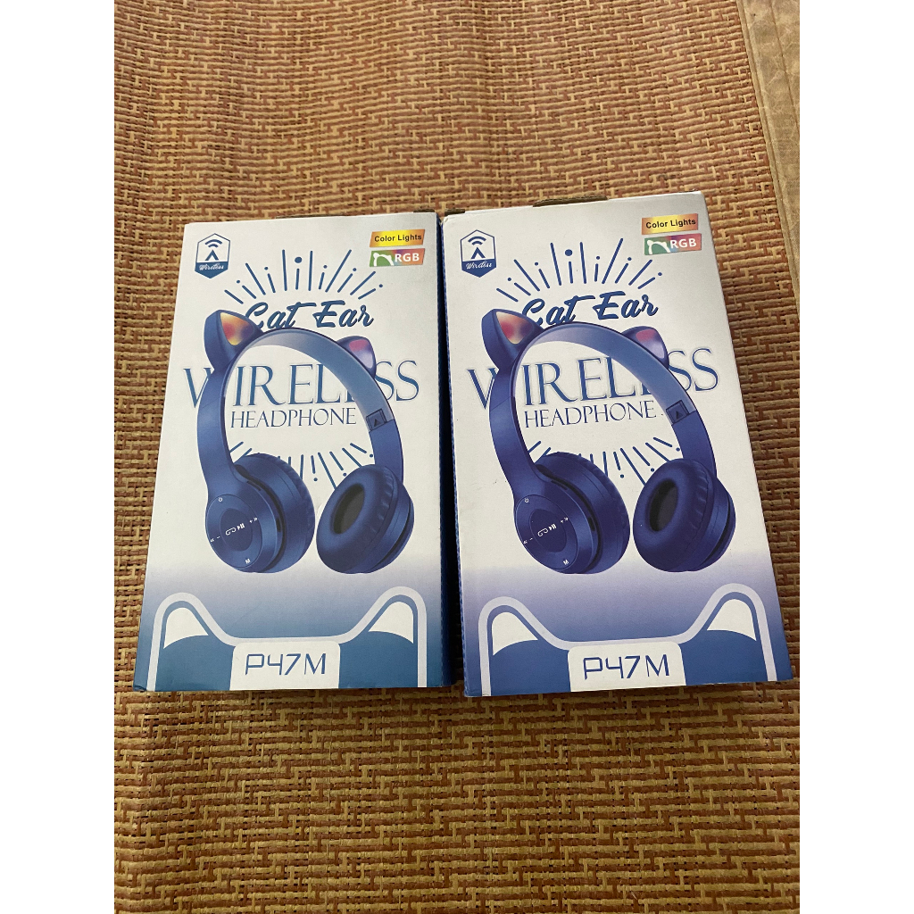Tai Nghe Mèo Bluetooth P47M, Tai Mèo Dễ Thương Có Mic, Âm Bass Mạnh Mẽ Nghe Nhạc Cực Hay