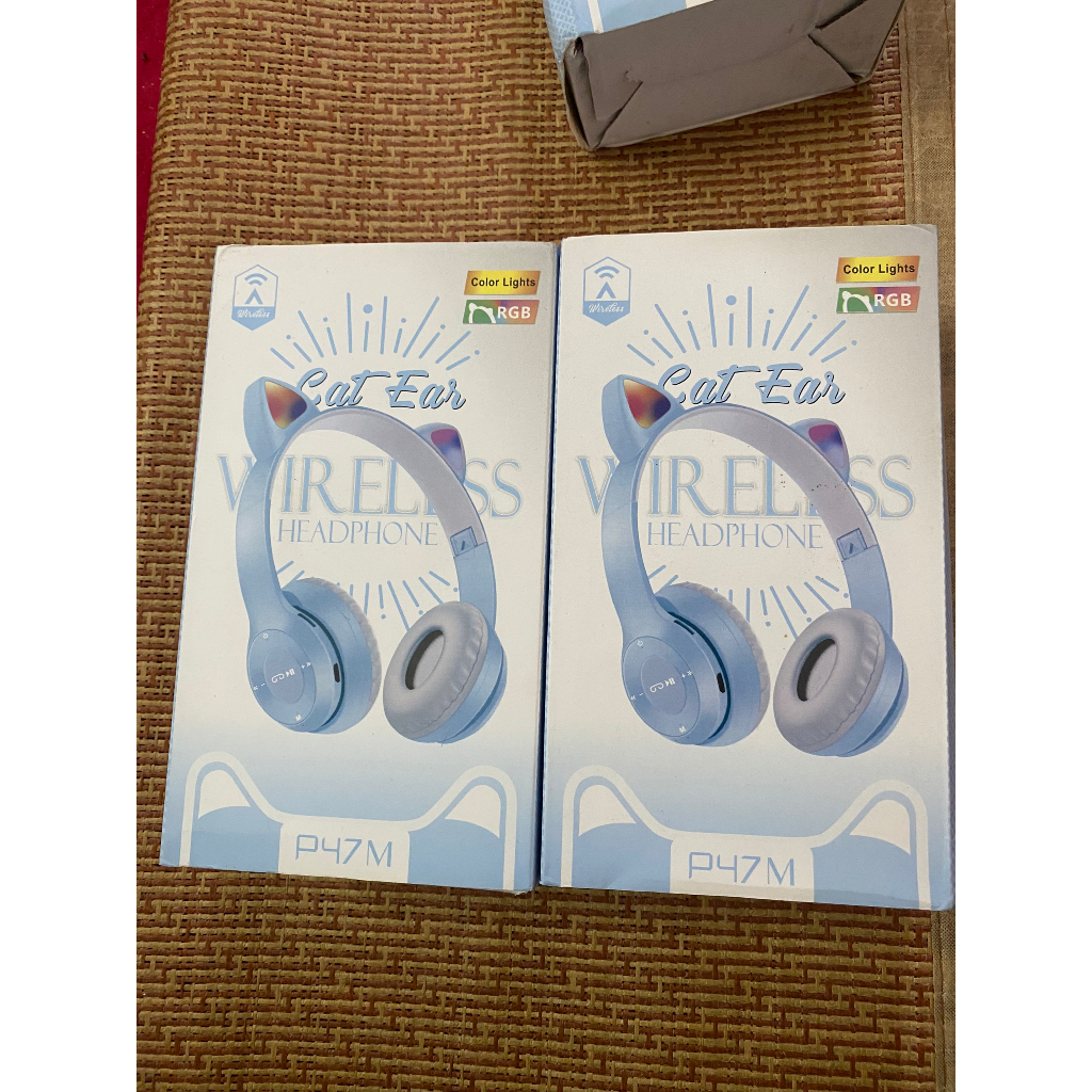 Tai Nghe Mèo Bluetooth P47M, Tai Mèo Dễ Thương Có Mic, Âm Bass Mạnh Mẽ Nghe Nhạc Cực Hay