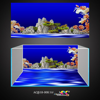 Tranh dán hồ cá 3d - phông nền bể cá cao cấp mẫu núi - sẵn keo mặt tranh, in theo KT yêu cầu AQB18-008