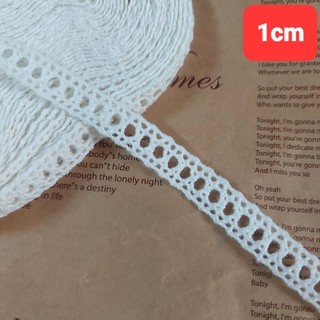 Ren chỉ cotton , màu trắng , size 1CM( dây 5 mét )
