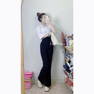 [Ảnh Thật] Quần Tây Loe Xẻ Ống Lưng Cao