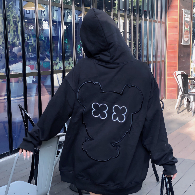 Áo hoodie zip nam nữ local brand bigsize form rộng chất nỉ chân cua dày dặn cặp đôi unisex Pandax big bear màu đen