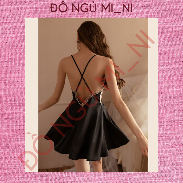 Váy Ngủ Nữ Lụa Ren Trơn Thoáng Mát Dáng Xuông Liền Thân_1m45-1m7, 40-55kg_Tặng Quần Lót, Che Tên Sản Phẩm VN01