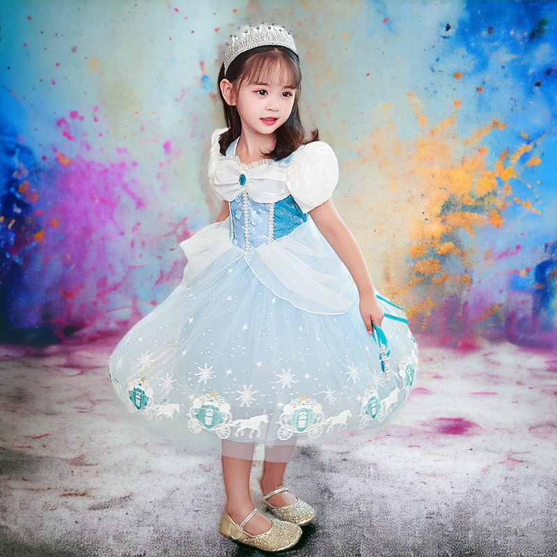 Đầm công chúa Elsa, công chúa Cinderella cho bé gái 3-9 tuổi mẫu mới 2023
