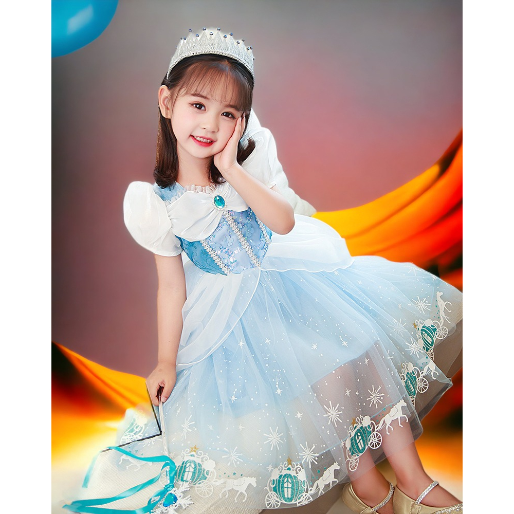 Đầm công chúa Elsa, công chúa Cinderella cho bé gái 3-9 tuổi mẫu mới 2023