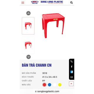 Bàn trà chanh chữ nhật (Song Long)