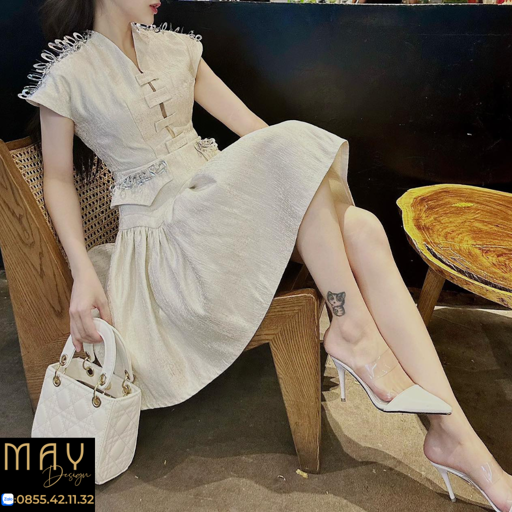 Đầm Thiết Kế MAY CH68 Đính Kết Cao Cấp - Đầm Dự Tiệc Sang Trọng Chuẩn MAY