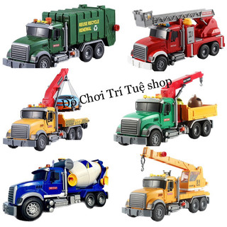  Xe ô tô mô hình cỡ lớn mô phỏng Xe Cứu Hỏa Xe Nâng Xe Chở Rác Xe Trộn Bê Tông Xe Cứu Hộ có đèn nhạc như thật cho bé 