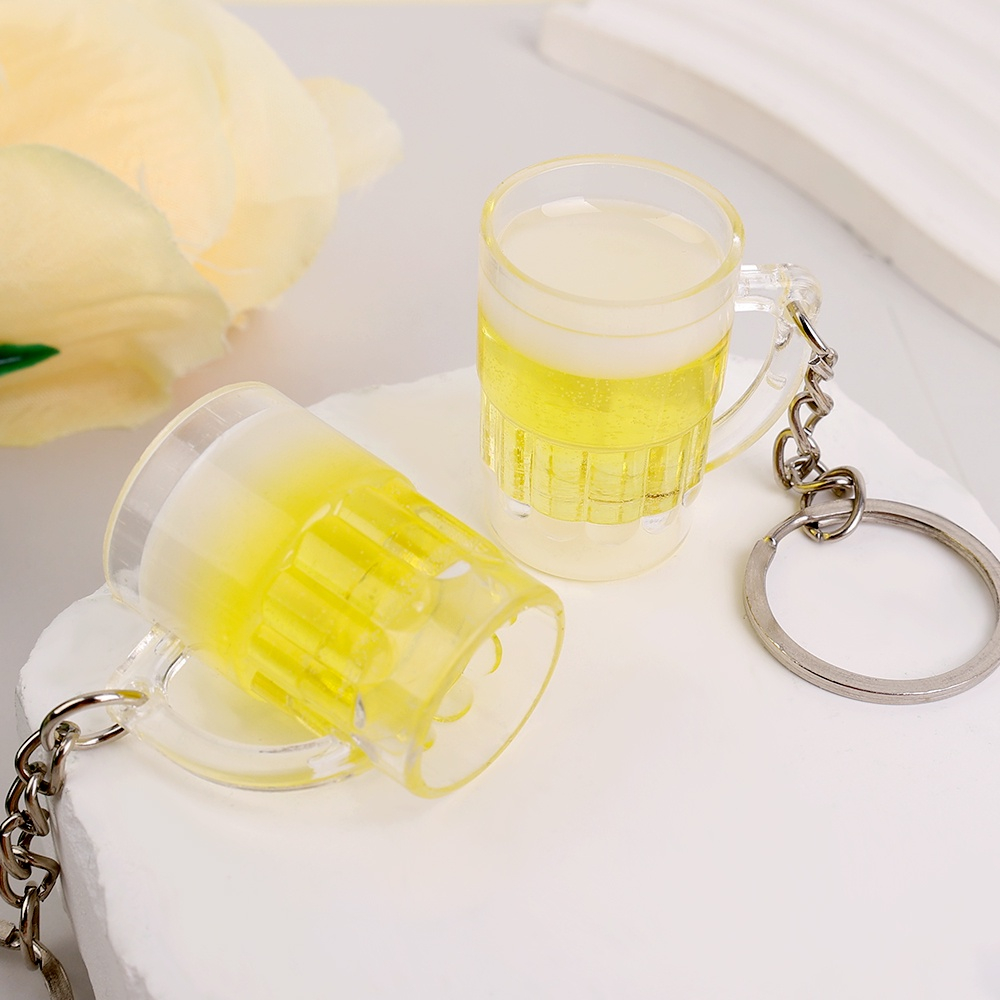 Mô hình cốc bia mini trang trí móc khóa, mặt dây truyền độc đáo