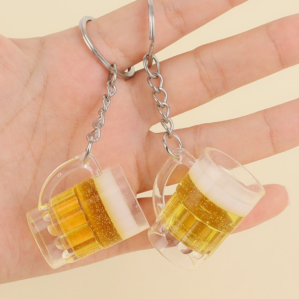 Mô hình cốc bia mini trang trí móc khóa, mặt dây truyền độc đáo