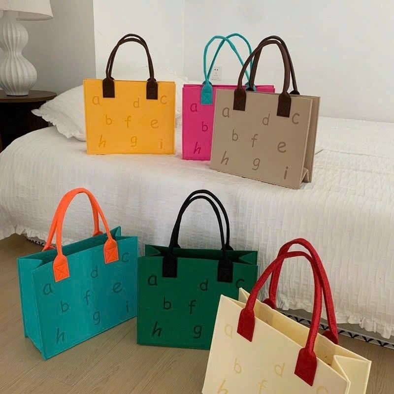 Túi Vải Nỉ Tote Cỡ Lớn In Hình Chữ Cái Đủ Màu