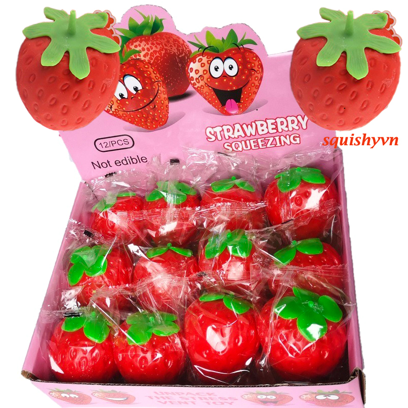 Đồ chơi mềm dẻo Squishy quả dâu tây dễ thương, xả stress giải tỏa căng thẳng