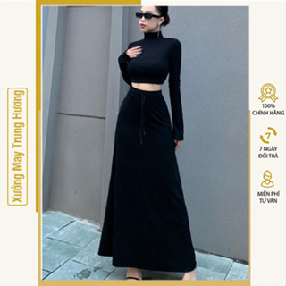  Chân Váy Dáng Dài Có Dây Rút Hàng Thiết Kế Ms022 