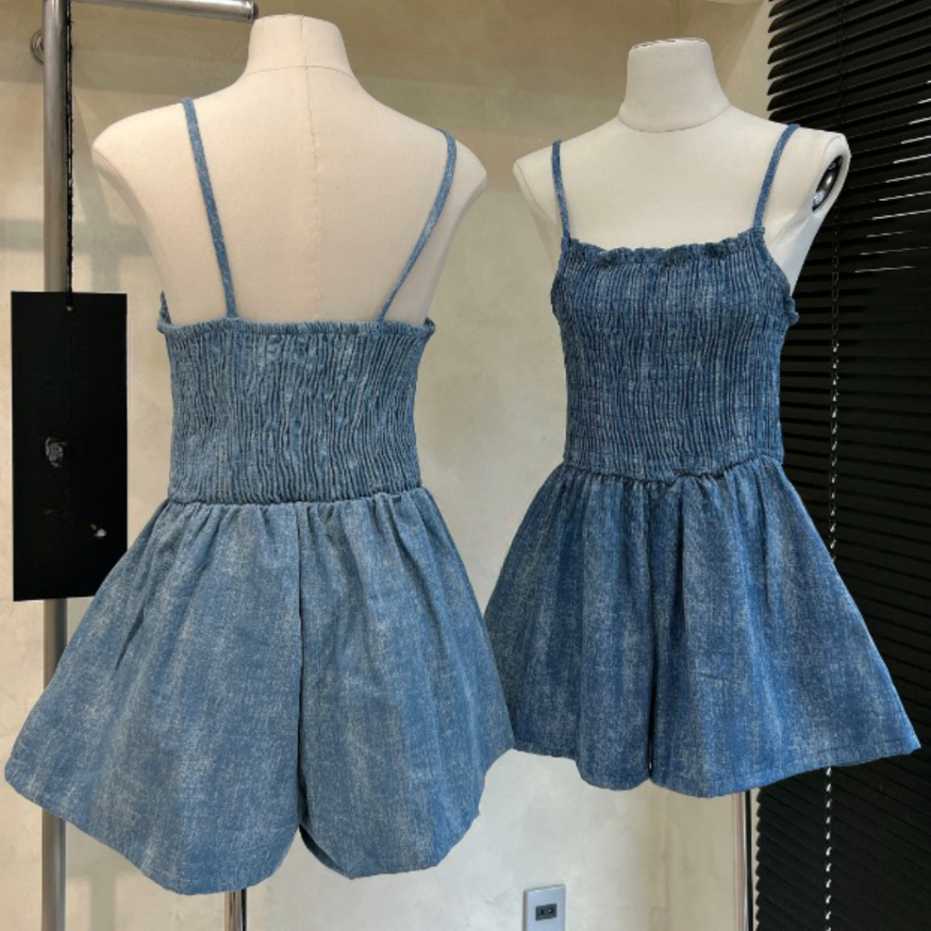 Váy nữ đi biển mùa hè PHUONGMOON, thiết kế playsuits hai dây xinh xắn | BigBuy360 - bigbuy360.vn