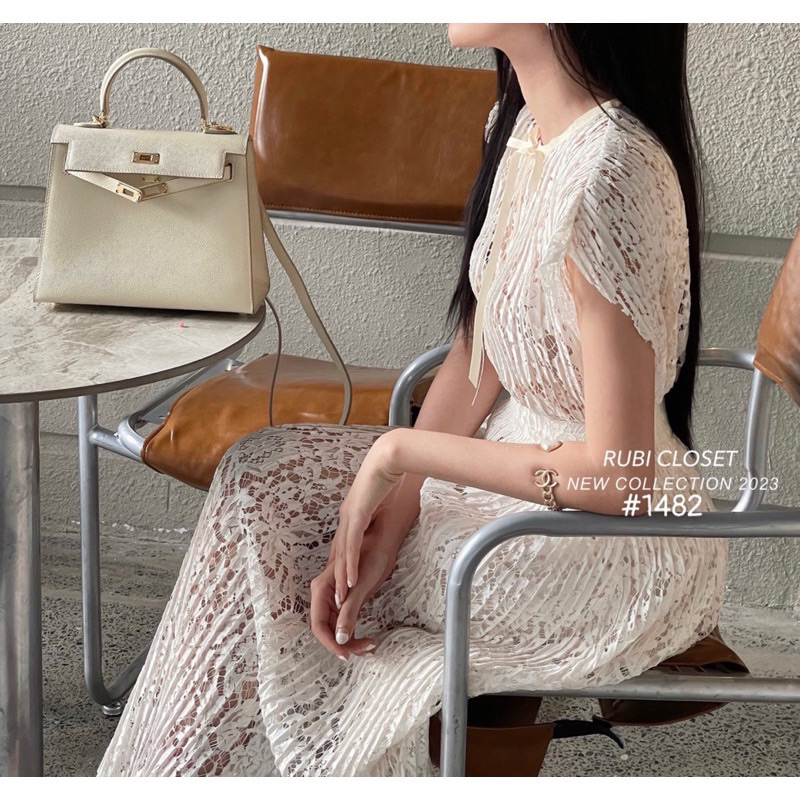 VÁY REN NƠ CỔ HIỆN ĐẠI MÀU TRẮNG