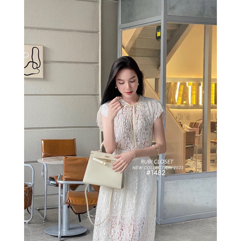 VÁY REN NƠ CỔ HIỆN ĐẠI MÀU TRẮNG