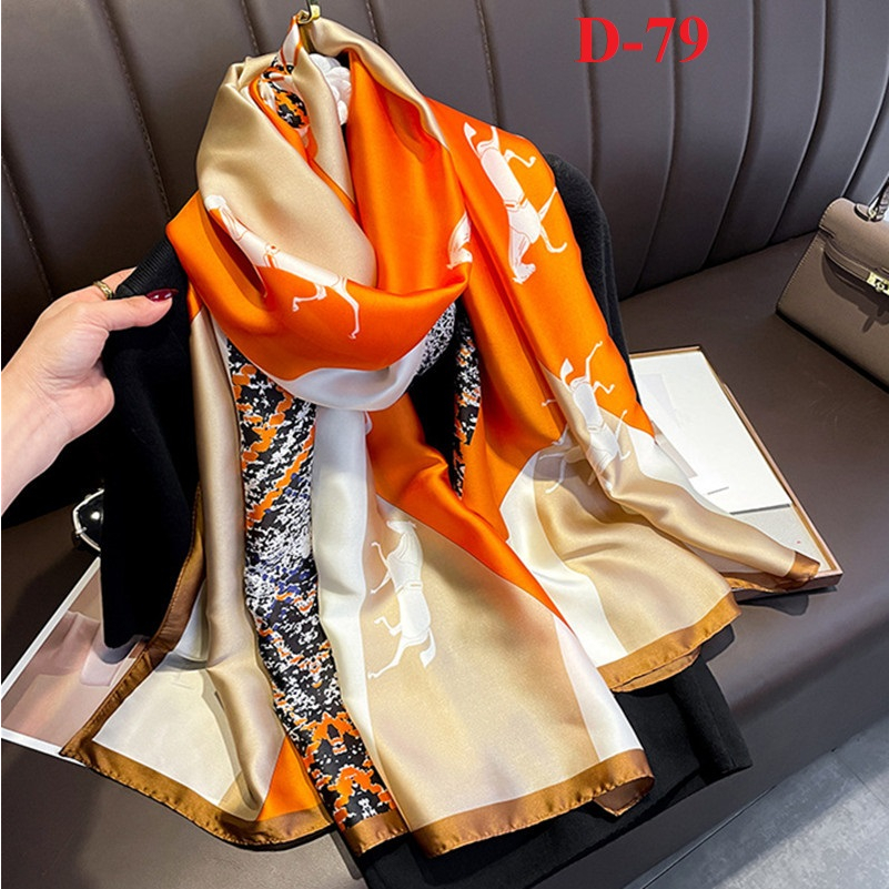 Khăn đi biển lụa họa tiết màu vàng cam dài 180x90cm, Áo choàng làm bikini đi biển Milana 2022