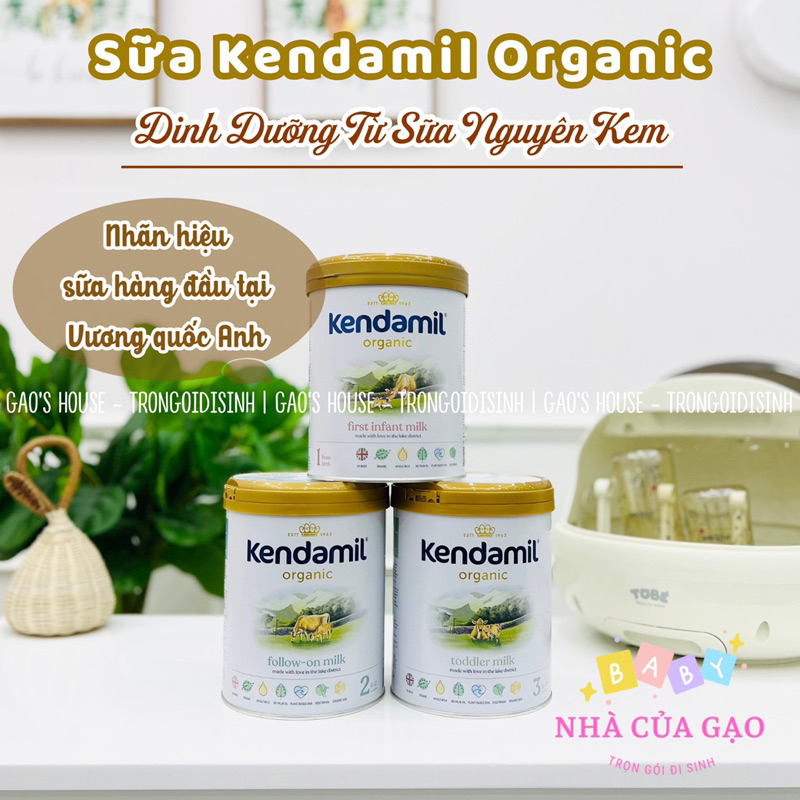 Sữa nguyên kem Hoàng Gia Anh Kendamil Organic hữu cơ lon 800g hỗ trợ tăng cân cho bé