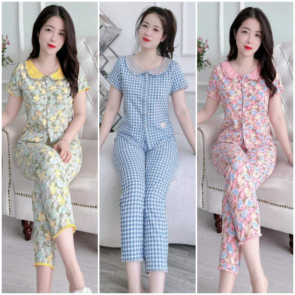 (BunnySky) ĐỒ BỘ NỮ MẶC NHÀ MẪU CỔ SEN KHUY CÀI, KỂU DÁNG ĐIỆU ĐÀ XINH XẮN LƯỚT ĐỂ CHỌN MÀU