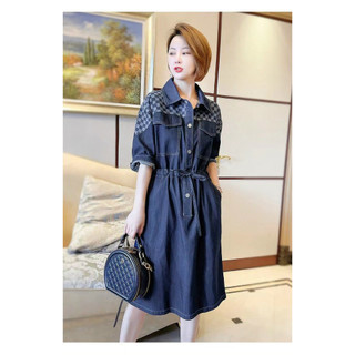 ĐẦM JEAN DENIM PHỐI CARO – DDT1742