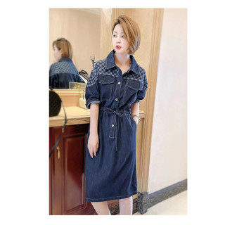ĐẦM JEAN DENIM PHỐI CARO – DDT1742