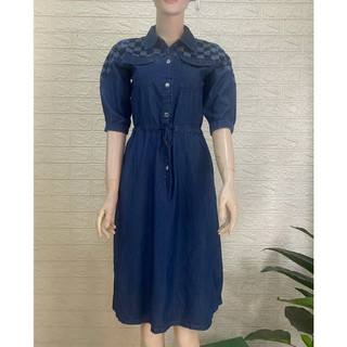 ĐẦM JEAN DENIM PHỐI CARO – DDT1742