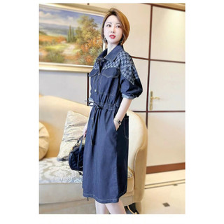 ĐẦM JEAN DENIM PHỐI CARO – DDT1742