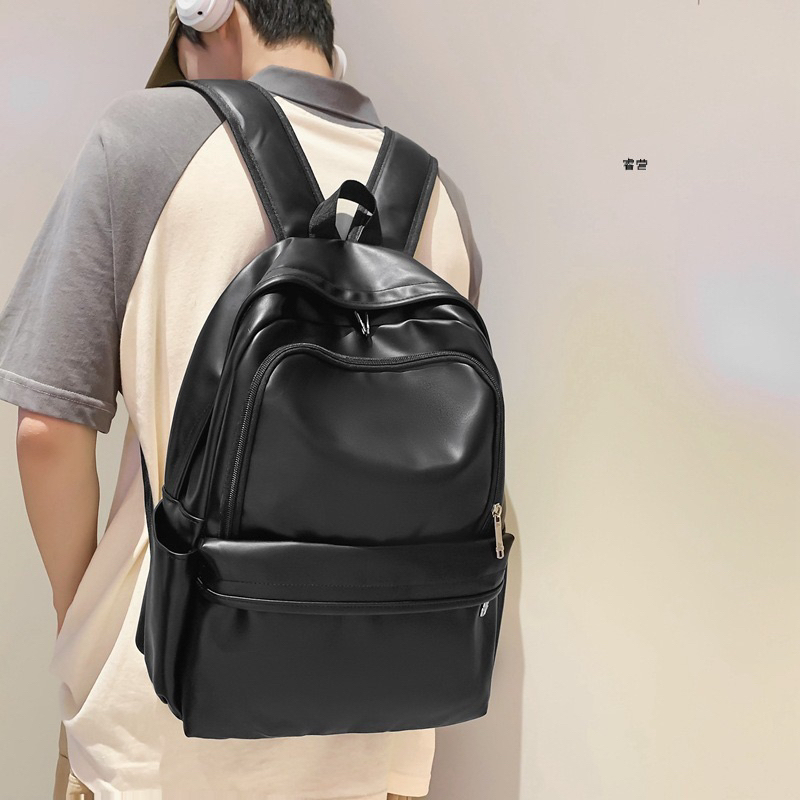 Balo da PU chống nước thời trang nam nữ ulzzang da trơn 3 màu size 40cm đựng sách vở-laptopp