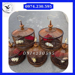 Lồng chim cu gáy gỗ hương, gỗ mun đuôi công, gỗ đỏ nan tre gìa đã phun pu cực kỳ đẹp
