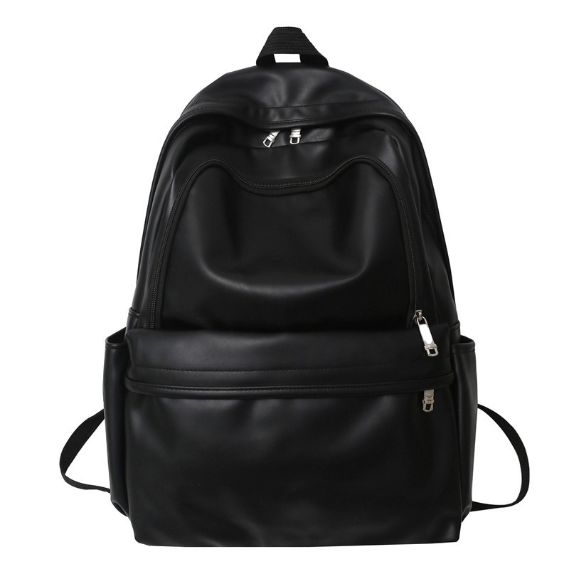 Balo da PU chống nước thời trang nam nữ ulzzang da trơn 3 màu size 40cm đựng sách vở-laptopp